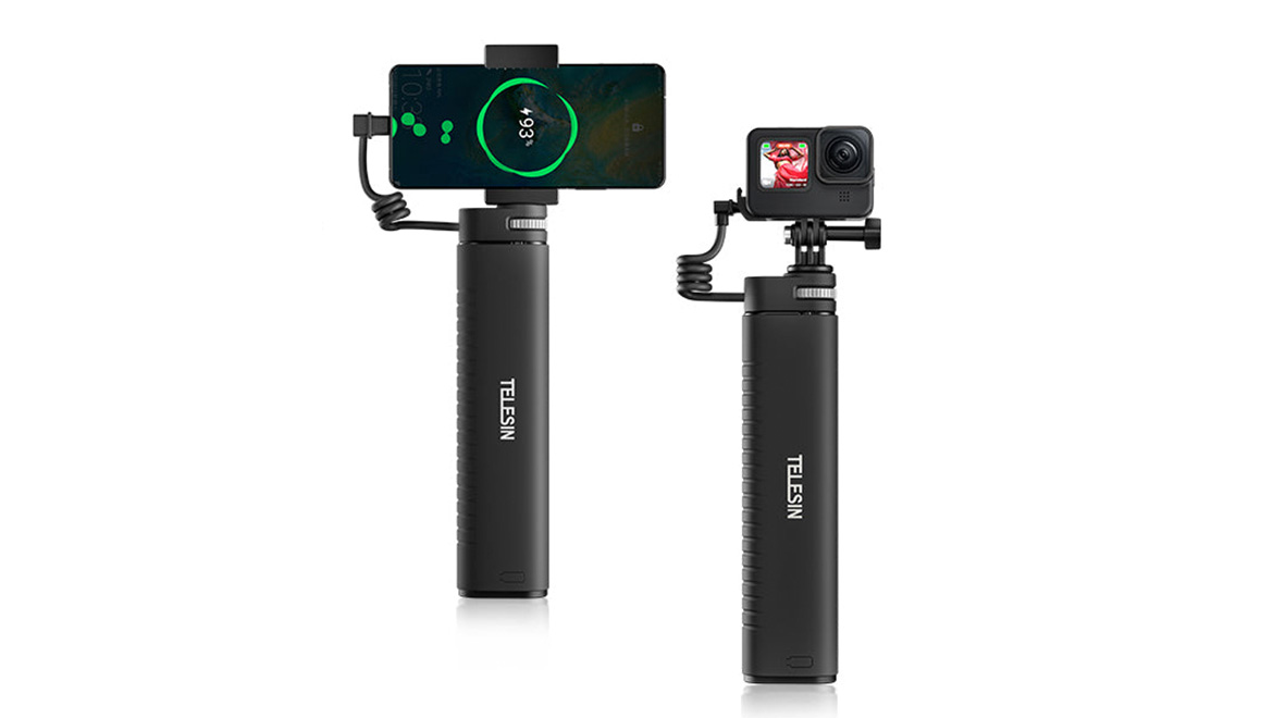 TELESIN Power Grip Selfie Stick with Power Bank